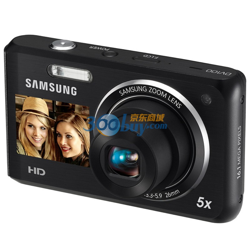 三星（SAMSUNG） DV100 双屏相机 黑色（1610万像素 2.7英寸后屏+1.5英寸前屏 5倍光变 26mm广角 内置4G卡）